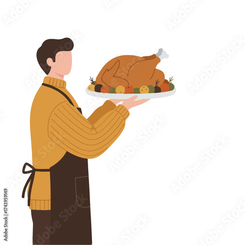 Thanksgiving Feast with Roasted Turkey and Seasonal Vegetables