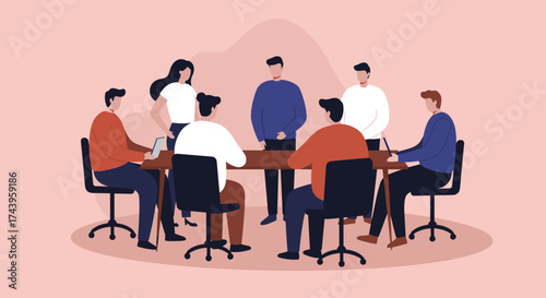 Business team collaborating discussing ideas in a corporate meeting setting