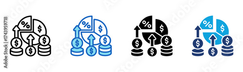 Profit Margin icon Multi Style Vector Illustration