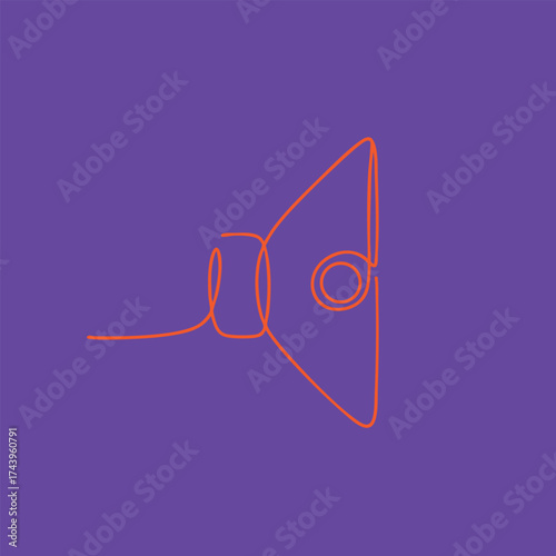 Minimalist line art of a loudspeaker with a purple emphasizing modern digital audio technology