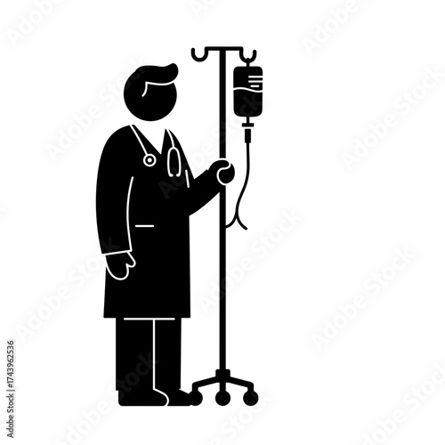 Doctor holding IV drip in scrubs representing International Doctor's Day  