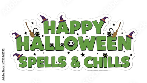 Spells and Chills Halloween: A captivating illustration to celebrate the joyous and mysterious occasion of Halloween with delightful spells and chills