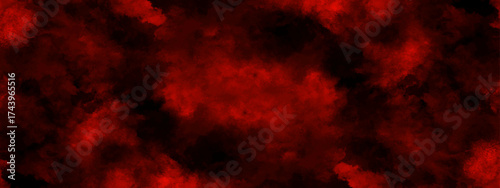 Red and black background. Red fire texture backdrop. Abstract clouds smoke texture with red color. Misty fog brush effects.