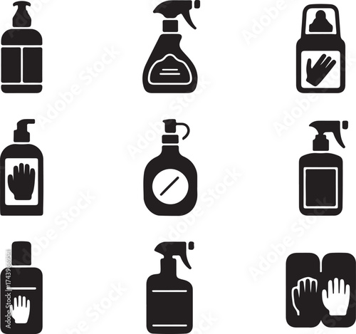 Sanitizer Bottle Liquid Soap Illustration Flat Icon Vector