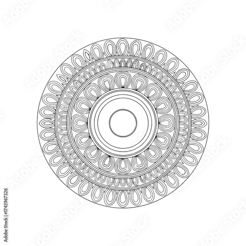 Detailed Circular Mandala Design for Coloring Book