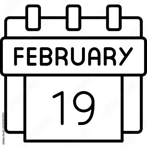 19th February Date Icon