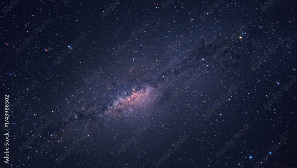 Naklejka premium Stars, nebulas, and galaxies can be seen in the dark sky at night