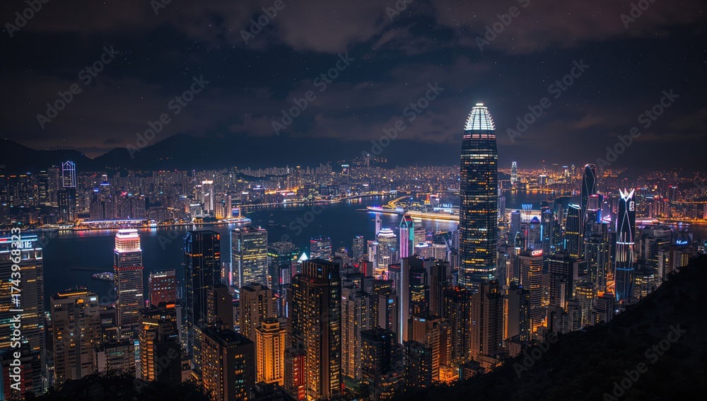 Obraz premium View of the island near the urban area