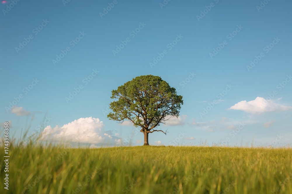 Fototapeta premium Solitary tree standing in an open meadow