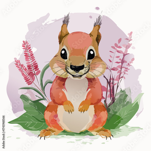 Ein kleines Eichhörnchen-Jungtier sitzt auf einem Ast
