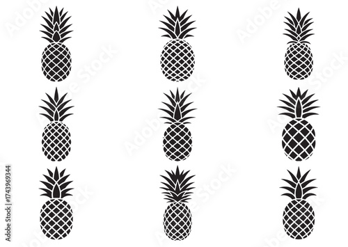 Pineapple Icon, Pineapple Solid Vector Design