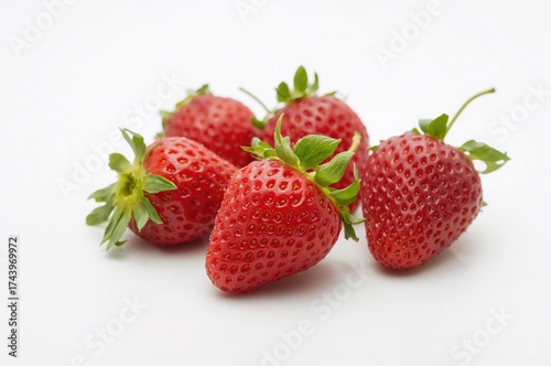 Wallpaper Mural Single strawberries isolated on a white backdrop Torontodigital.ca