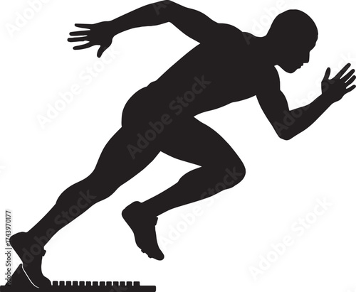 "Sprinter Launching Silhouette – Powerful Athlete Vector Design"