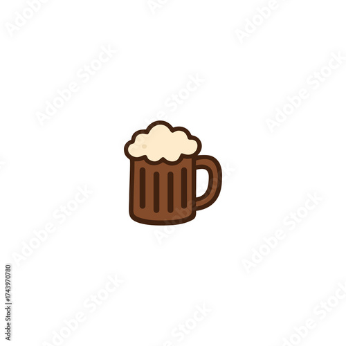 Beer Mug Icon – Flat Vector Illustration for Thanksgiving Party, Autumn Feast, and Fall Celebration Drink Design