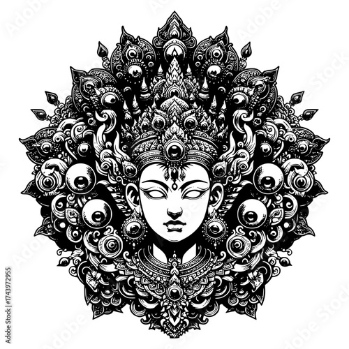 Ornate deity vector image illustration