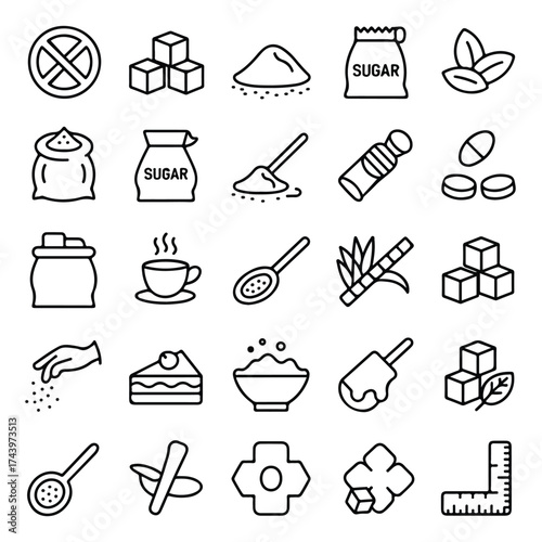 Collection of sugar icons for food design