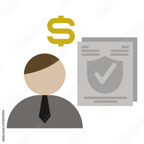 insurance agent icon in flat style