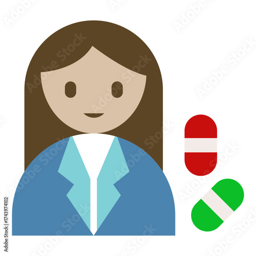 Pharmacist icon in flat style