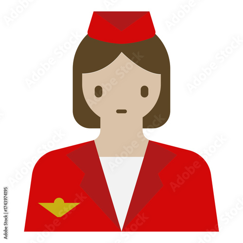Flight Attendant icon in flat style