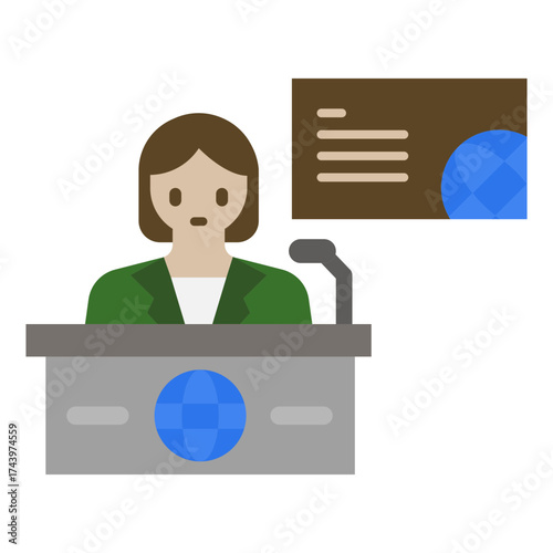 news anchor icon in flat style