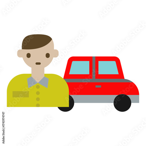 driver taxi icon in flat style