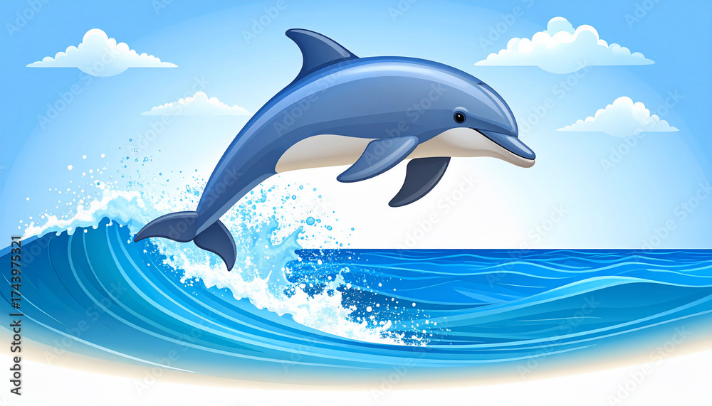 Obraz premium Dolphin Jumping Cartoon