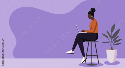 Female professional focused on laptop work embodying remote work and digital lifestyle