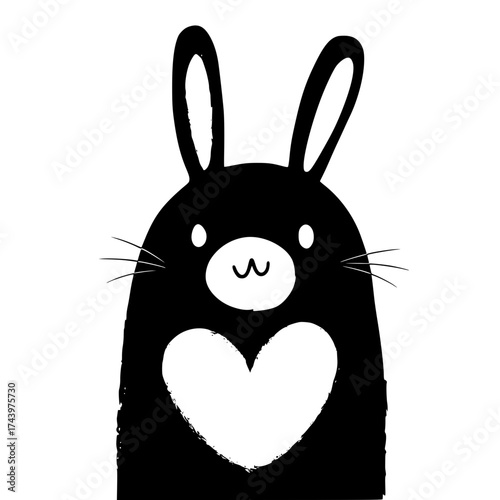 Adorable bunny with a heart, a charming design for Easter, springtime, or baby announcements, so endearing