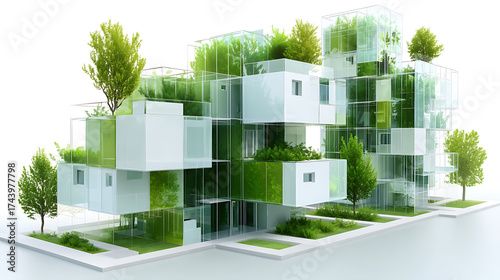 Modular eco-architecture fuses nature and urbanity through stacked cubes and green integration