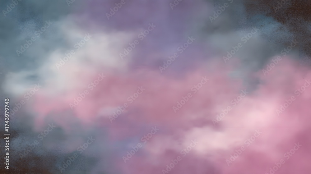 Obraz premium Stunning, moody clouds in shades of pink and purple fill the ethereal, atmospheric sky, creating a serene and contemplative scene.
