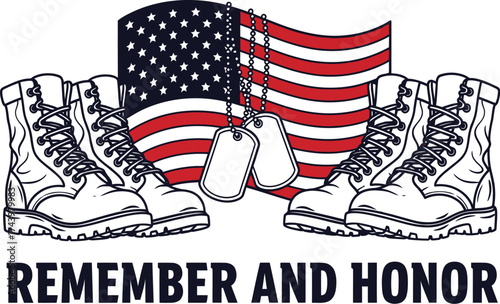 Veterans day remember honor american flag military boots art