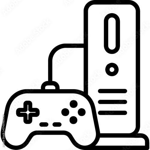 Game console outline icon vector