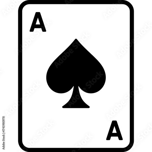 Ace of spades playing card outline icon vector