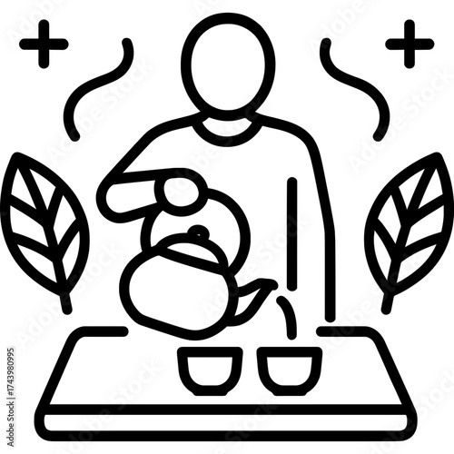 Tea ceremony mindful ritual service outline icon vector