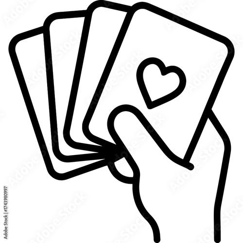 Poker hand cards outline icon vector