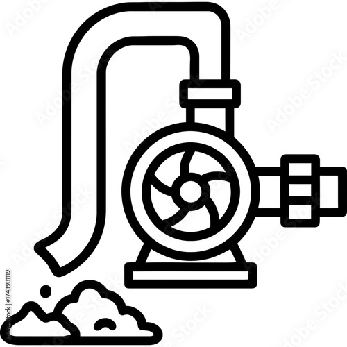 Manure pump liquid handling outline icon vector