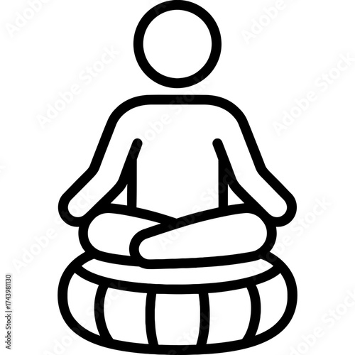 Meditation cushion zafu outline icon vector
