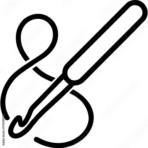 Crochet hook outline icon vector