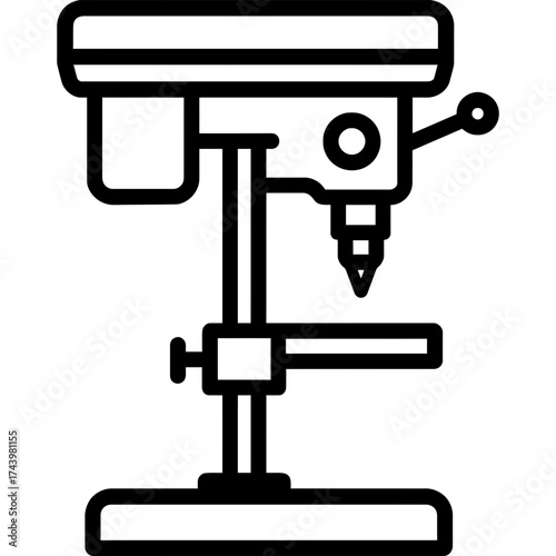 Drill press bench outline icon vector