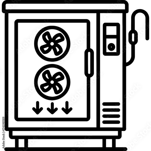 Commercial blast chiller freezer outline icon vector