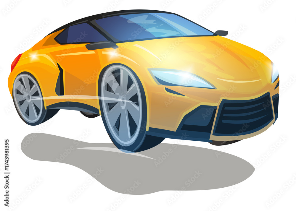 Fototapeta premium Cartoon street racing car vehicle on white background illustration for children