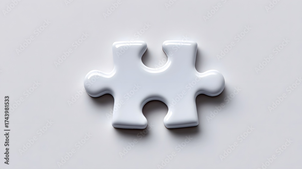 Obraz premium A single gray puzzle piece symbolizing the importance of integ n, collabo n, and problem-solving in achieving success.