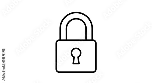 Simple line art padlock icon represents security safety protection and locked data concepts vector