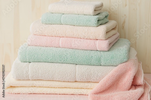 Close-up of folded bath tow...