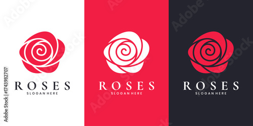 Elegant red rose logo design