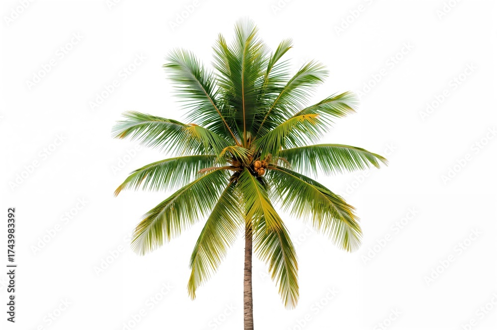 Obraz premium Isolated tropical palm fronds on a plain white backdrop created with AI generation tools