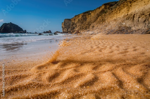 Powerful gusts scatter sand...