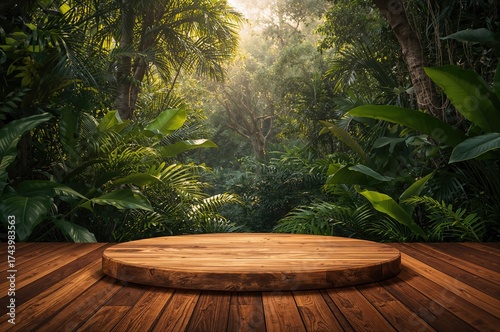 Wooden podium on a natural ...