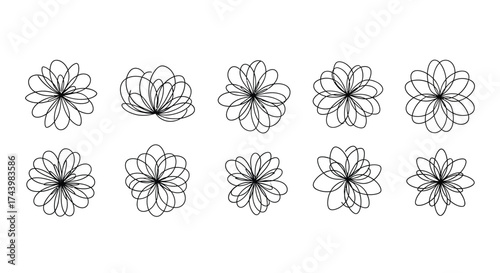 Set of ten delicate hand-drawn floral elements and loose watercolor splashes for creative design projects vector