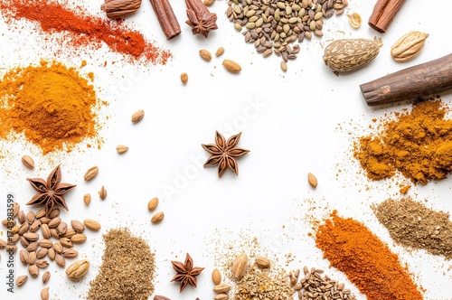 Assortment of spices displa...